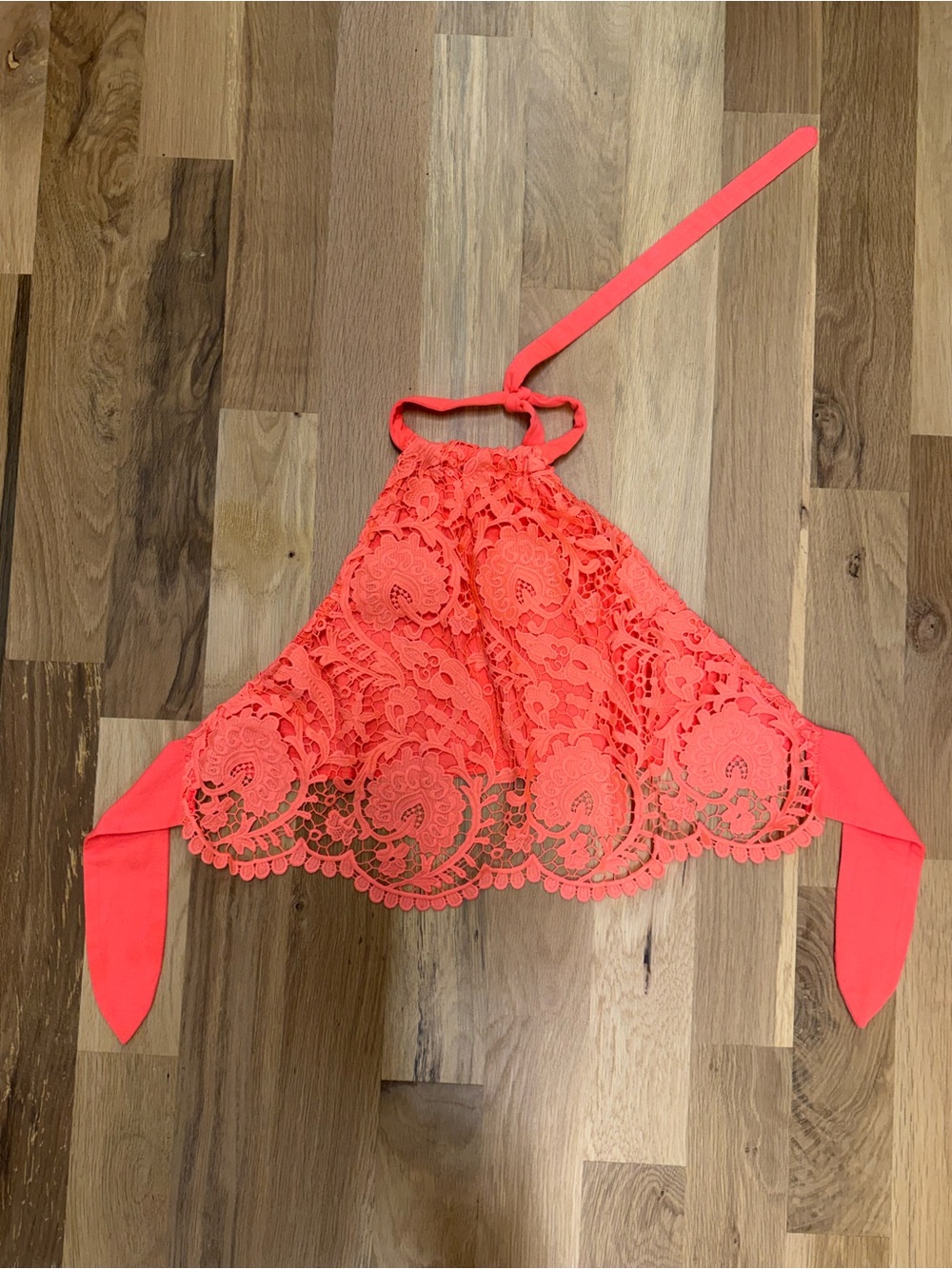 Miguelina Coral Lace Halter Top